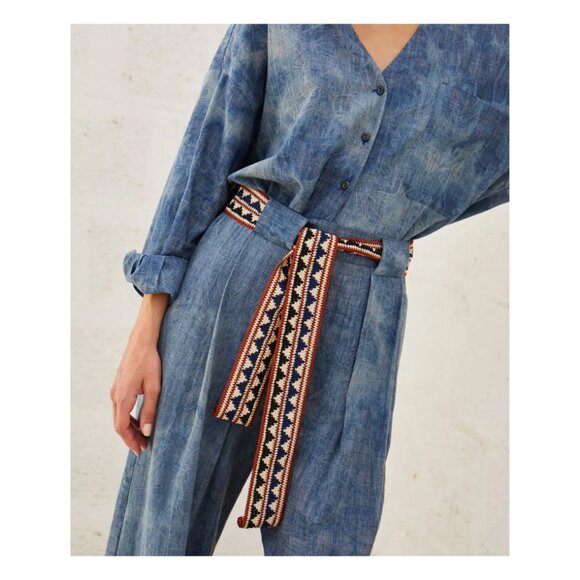 Italian High Waist Wide Leg Tie Dye Cotton Pants IT42 Us4/8 Denim look - Picture 4 of 9